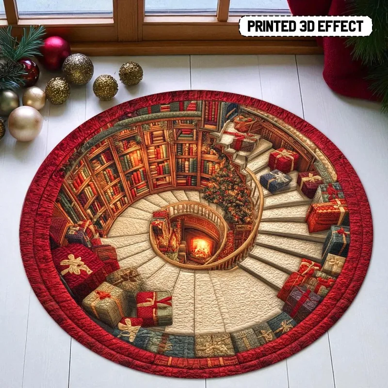 Commercial Book Printing Machines - 3D Book Library Christmas Carpet Printed